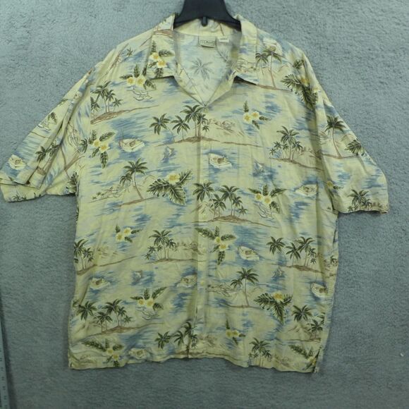 LL Bean All Over Print Hawaiian Shirt Men's Size XXL Tall Rayon Blend 0PD82 - Picture 1 of 8